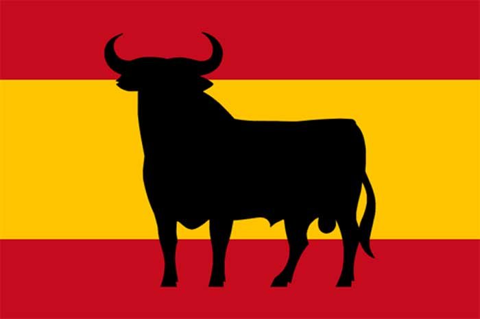 The Spanish flag with a bull