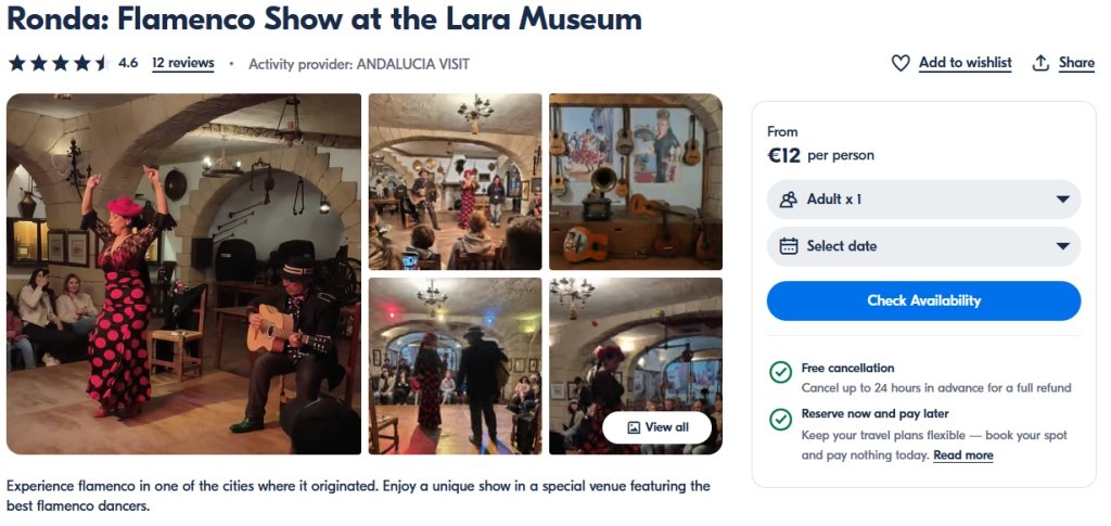 Museo Lara flamenco show in Ronda